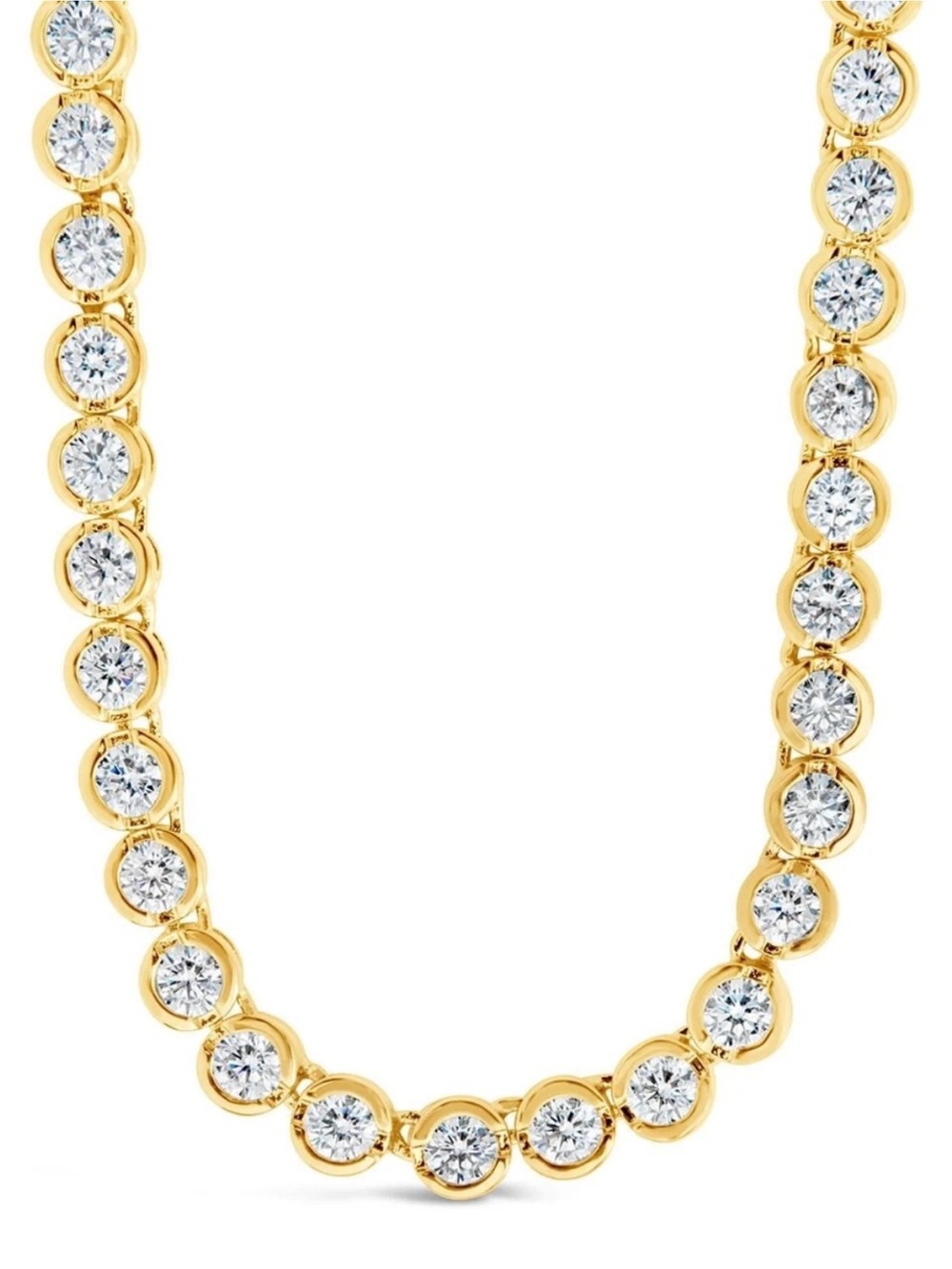 Gold Bezel Cubic Zirconia Tennis Necklace - Women Jewelry